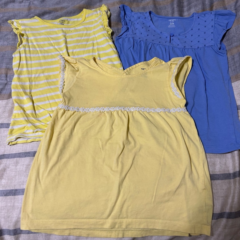 Set of 3 Girl’s Carter’s Cute Spring Summer Floral Play Shirts Set- Size 7